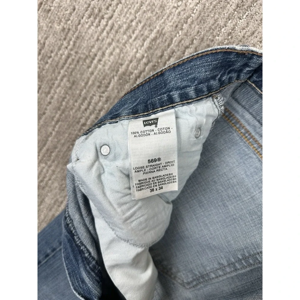 Vtg Levi's 569 Jeans Men 36x34 Fits 38x33.5 Blue Denim Loose Straight Baggy Y2K